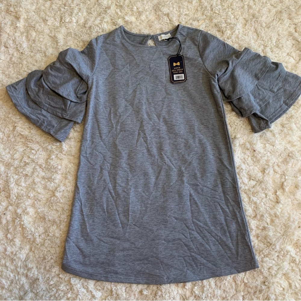 Simply Southern Mini Dress Top Large Grey Blue nwt